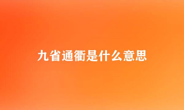 九省通衢是什么意思