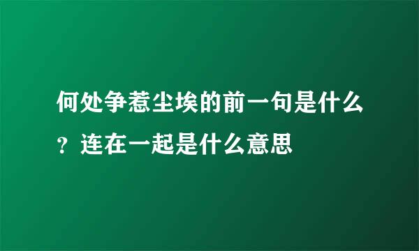 何处争惹尘埃的前一句是什么？连在一起是什么意思