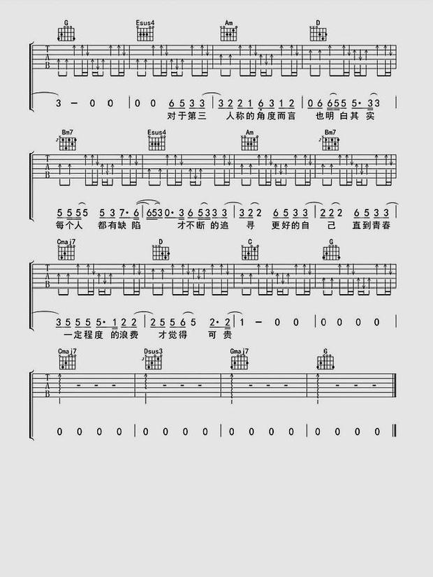 《第三人称》吉他谱c简单版是什么？