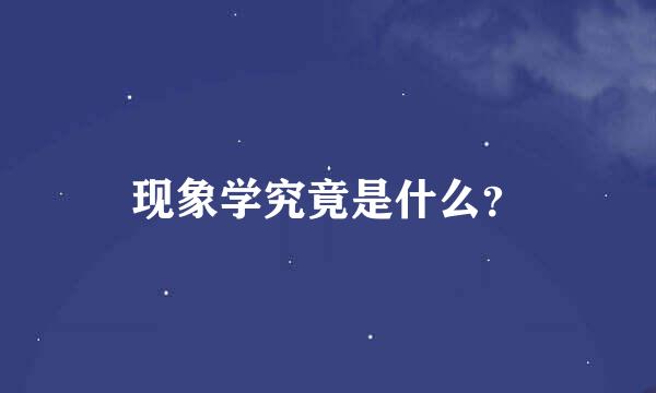 现象学究竟是什么？