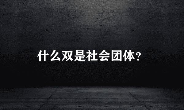 什么双是社会团体？