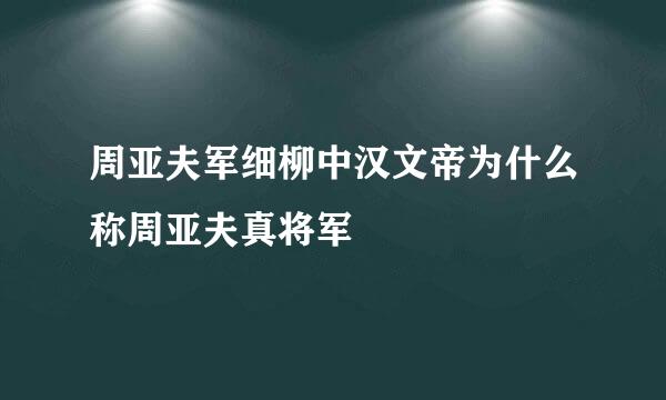 周亚夫军细柳中汉文帝为什么称周亚夫真将军