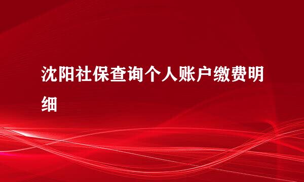 沈阳社保查询个人账户缴费明细