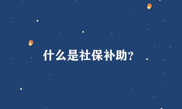 什么是社保补助？