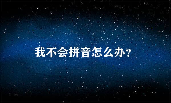 我不会拼音怎么办？