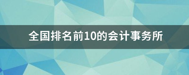 全国排名前10的会计事务所