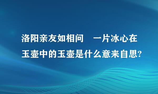 洛阳亲友如相问 一片冰心在玉壶中的玉壶是什么意来自思?