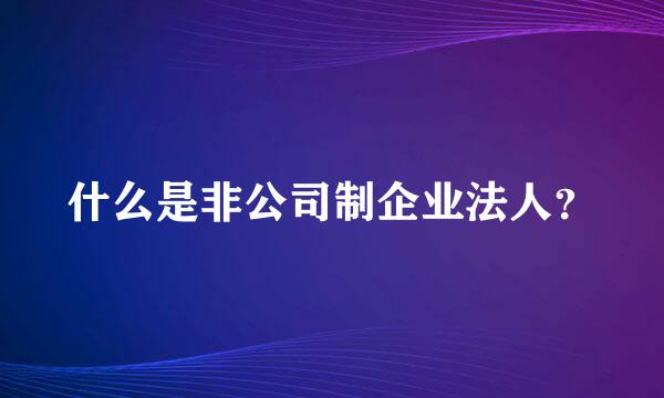 什么是非公司制企业法人？