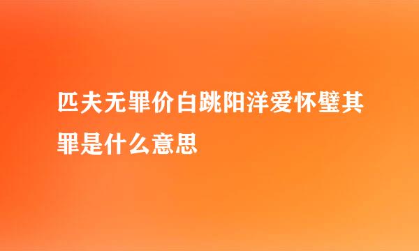 匹夫无罪价白跳阳洋爱怀璧其罪是什么意思