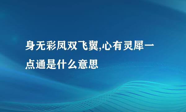 身无彩凤双飞翼,心有灵犀一点通是什么意思