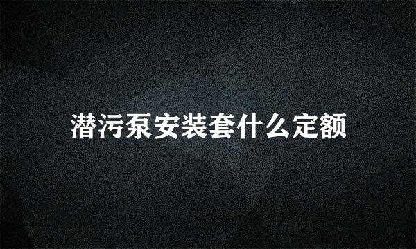 潜污泵安装套什么定额