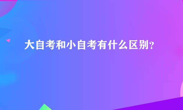 大自考和小自考有什么区别？