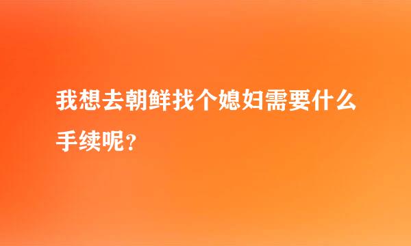 我想去朝鲜找个媳妇需要什么手续呢？