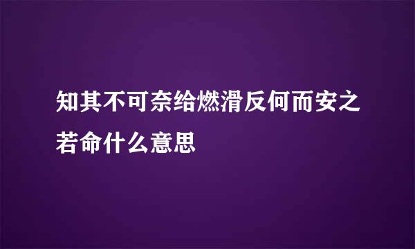 知其不可奈给燃滑反何而安之若命什么意思