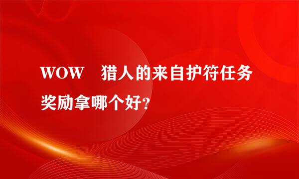 WOW 猎人的来自护符任务奖励拿哪个好？