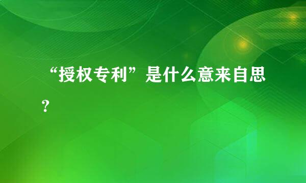 “授权专利”是什么意来自思？