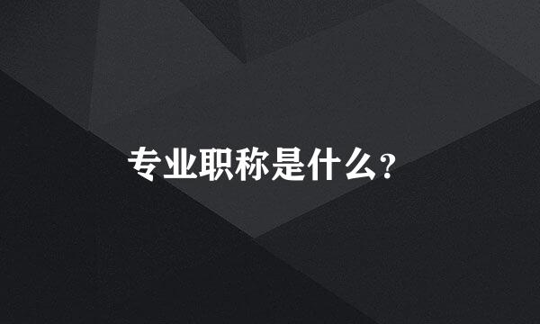 专业职称是什么？