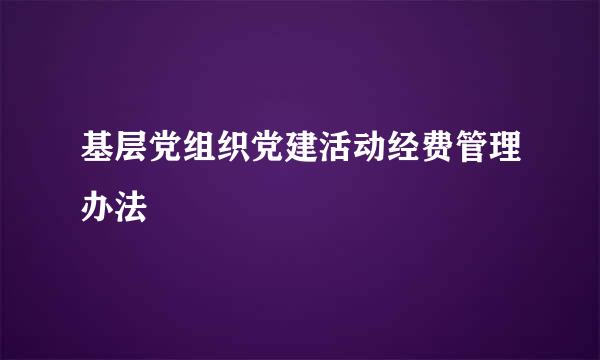 基层党组织党建活动经费管理办法