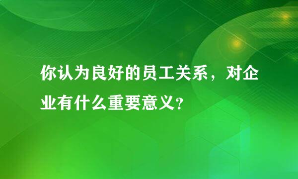 你认为良好的员工关系，对企业有什么重要意义？