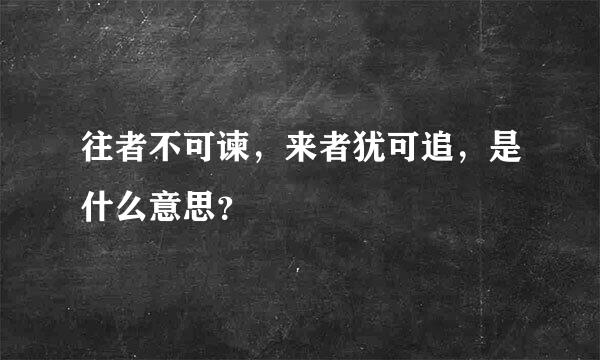 往者不可谏，来者犹可追，是什么意思？