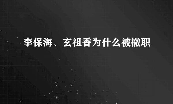 李保海、玄祖香为什么被撤职