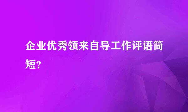 企业优秀领来自导工作评语简短？