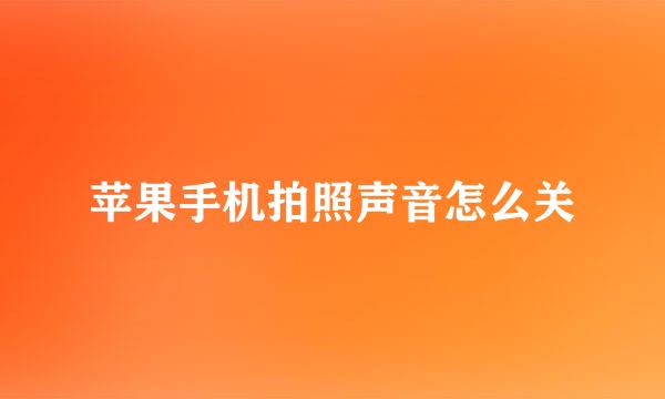 苹果手机拍照声音怎么关