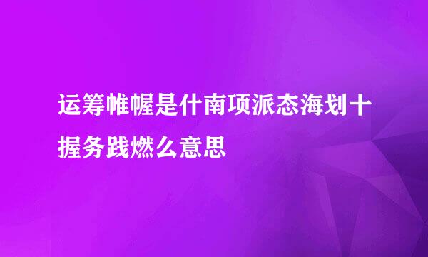 运筹帷幄是什南项派态海划十握务践燃么意思