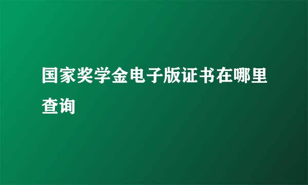 国家奖学金电子版证书在哪里查询