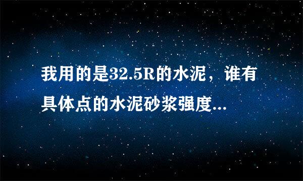 我用的是32.5R的水泥，谁有具体点的水泥砂浆强度与比例之间的换算表啊！