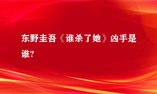 东野圭吾《谁杀了她》凶手是谁?