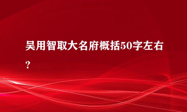 吴用智取大名府概括50字左右？