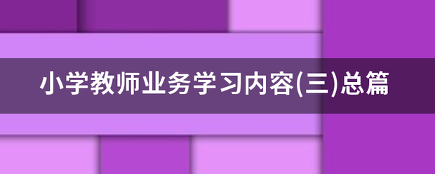 小学教师业务学习内容(三)总篇