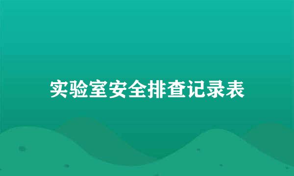 实验室安全排查记录表