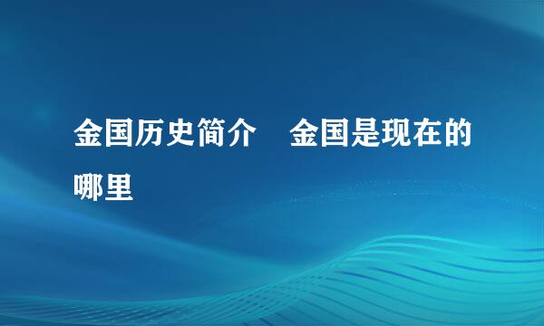 金国历史简介 金国是现在的哪里