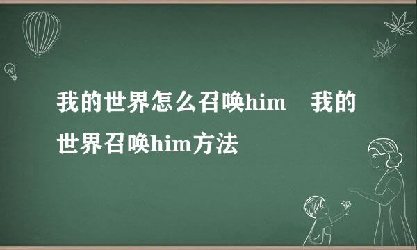 我的世界怎么召唤him 我的世界召唤him方法