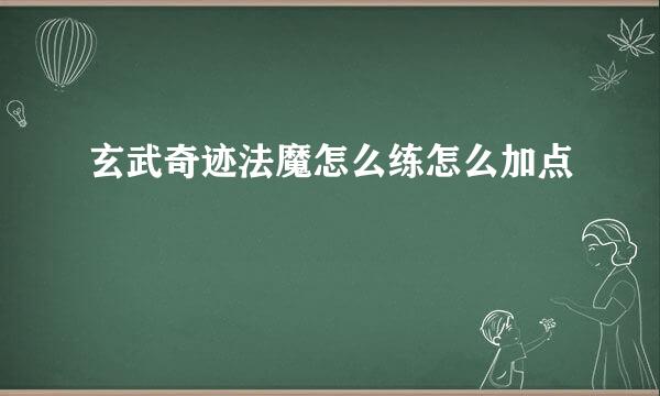 玄武奇迹法魔怎么练怎么加点