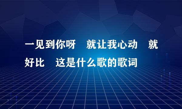 一见到你呀 就让我心动 就好比 这是什么歌的歌词