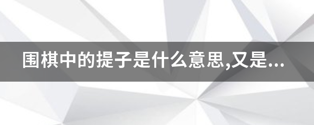 围棋中的提子是什么意思,又是如何算的？