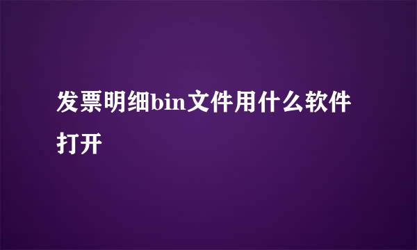 发票明细bin文件用什么软件打开