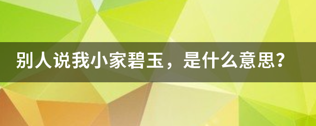 别人说我小家碧玉，是什么意思？