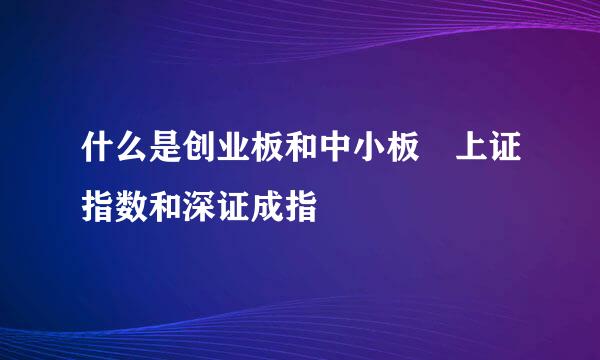 什么是创业板和中小板 上证指数和深证成指