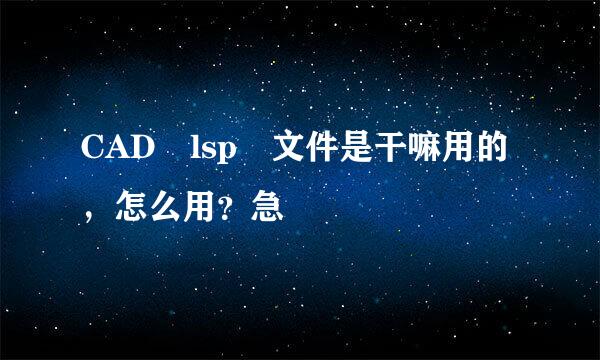 CAD lsp 文件是干嘛用的，怎么用？急