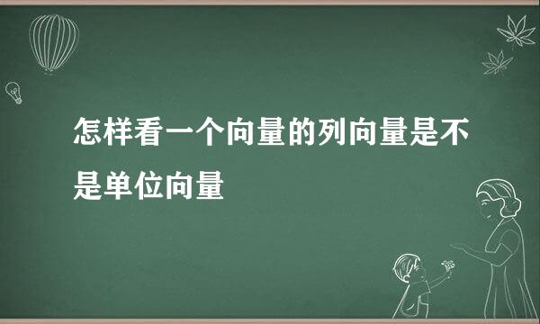 怎样看一个向量的列向量是不是单位向量