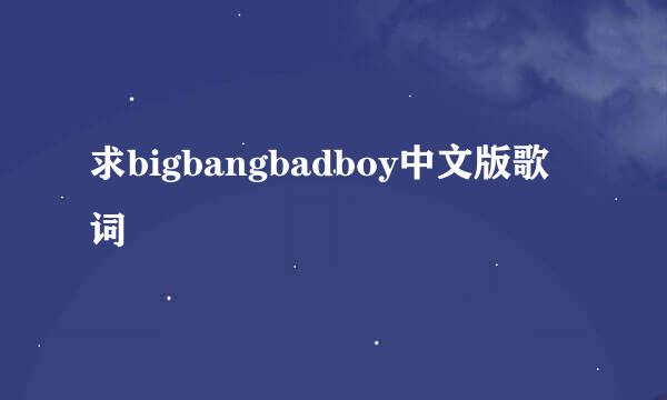 求bigbangbadboy中文版歌词