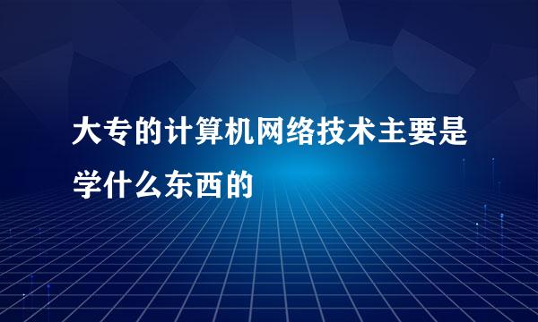 大专的计算机网络技术主要是学什么东西的