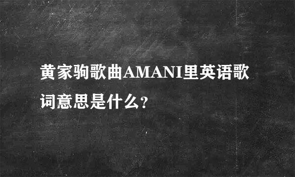 黄家驹歌曲AMANI里英语歌词意思是什么？