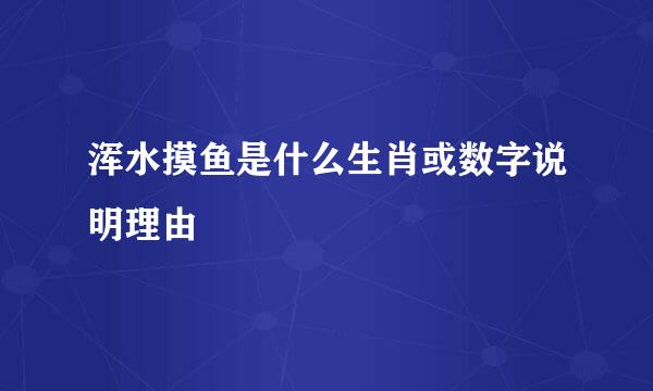 浑水摸鱼是什么生肖或数字说明理由