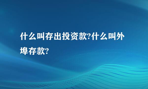 什么叫存出投资款?什么叫外埠存款?