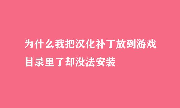 为什么我把汉化补丁放到游戏目录里了却没法安装